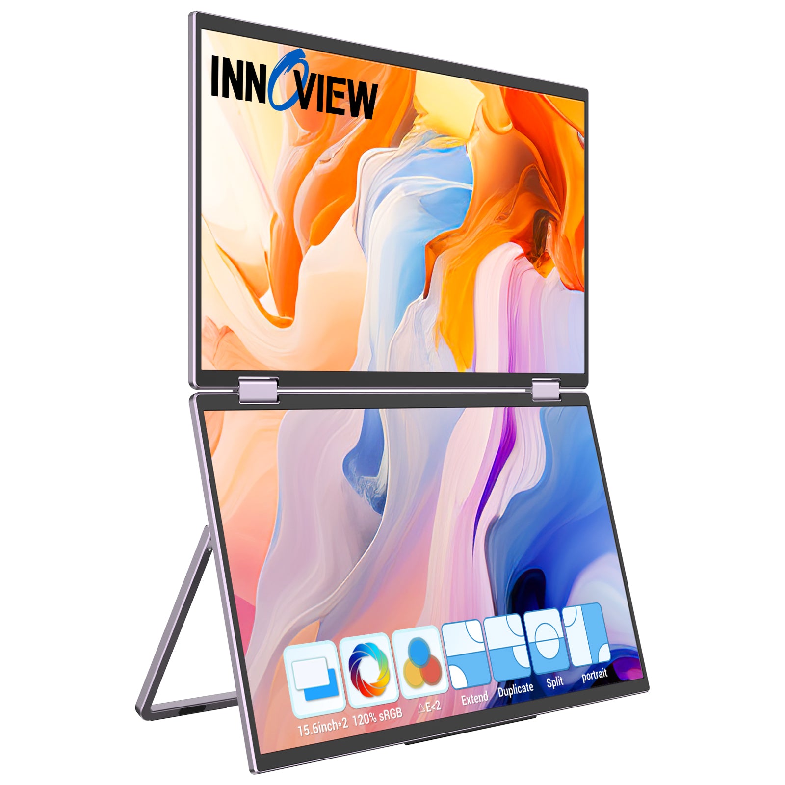 InnoView 15.6'' Stacked Folding Portable Dual Monitor – InnoView